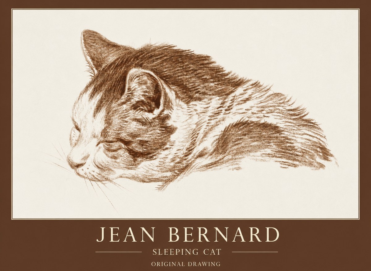 Jean Bernard Sleeping Cat II No1 - Poster