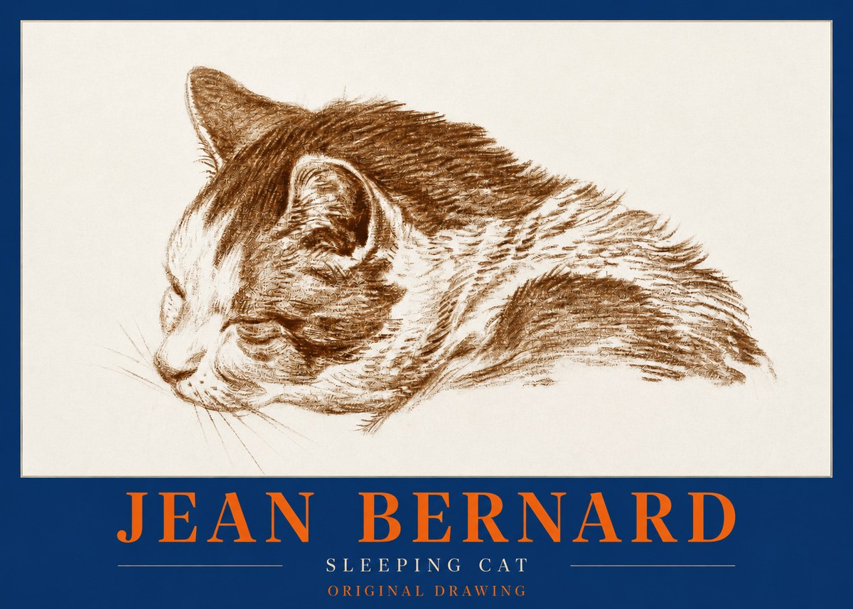 Jean Bernard Sleeping Cat II No2 - Poster
