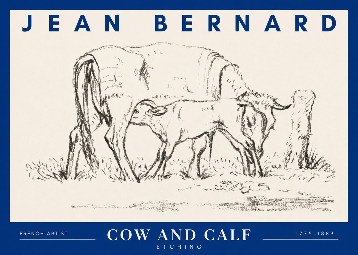 Jean Bernard Cow and Calf I No2 - Poster