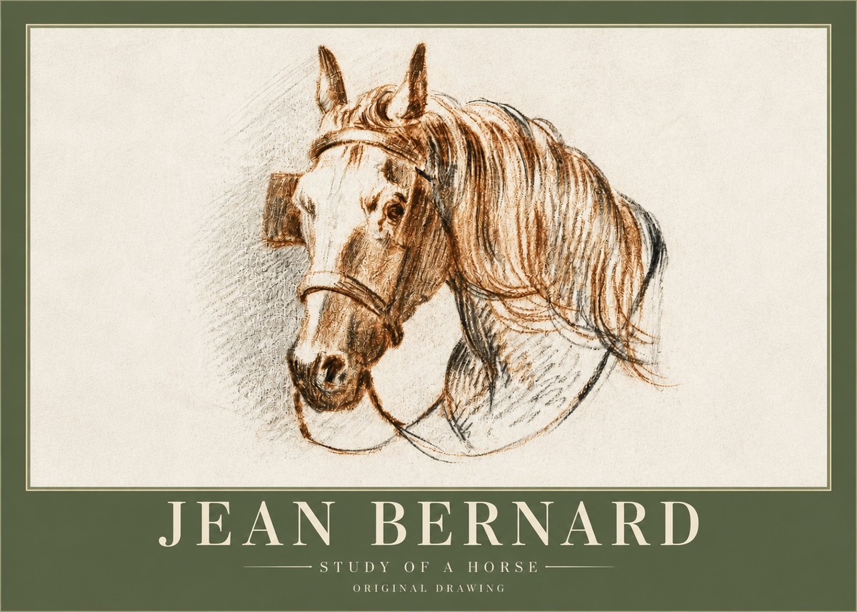 Jean Bernard Study of a Horse V No3 - Poster