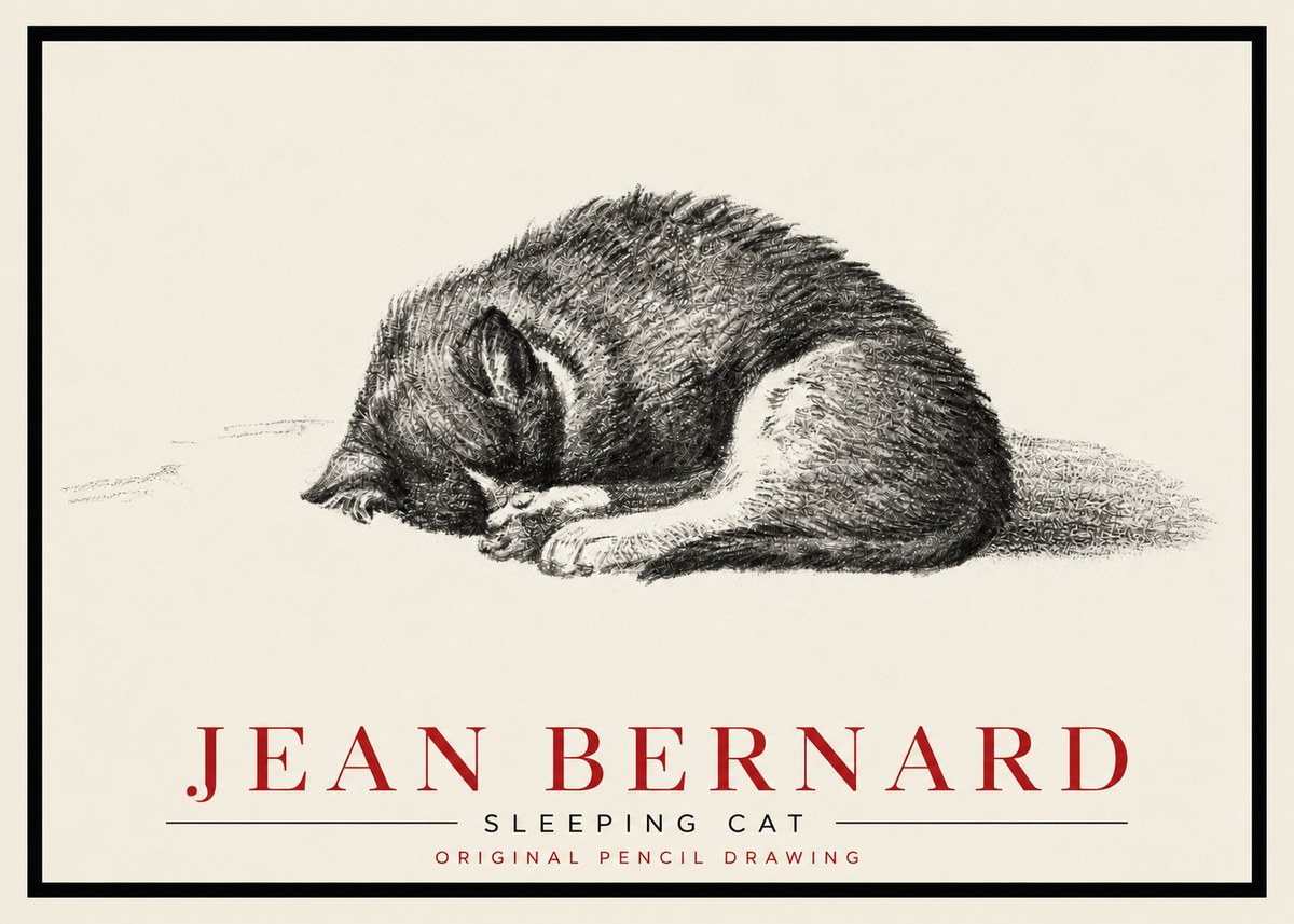 Jean Bernard Sleeping Cat III No5 - Poster
