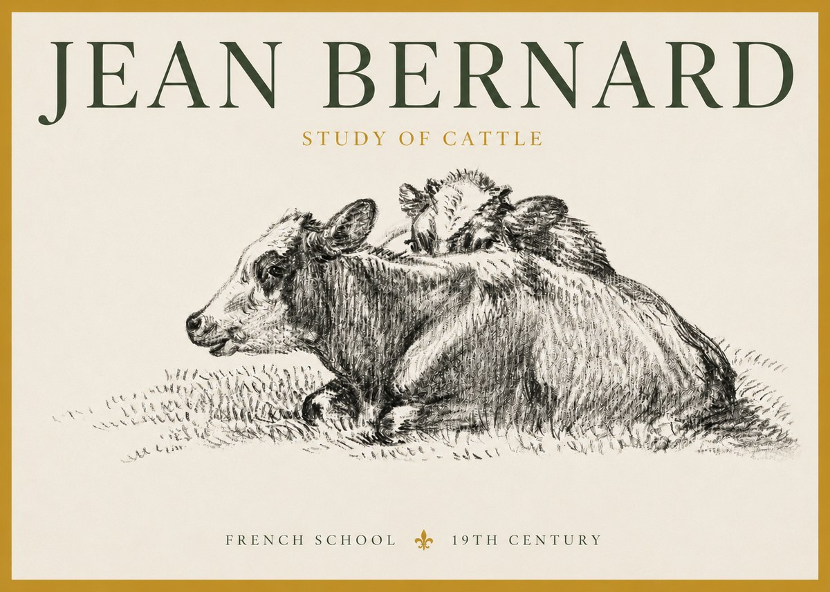 Jean Bernard Study of Cows No4 - Poster