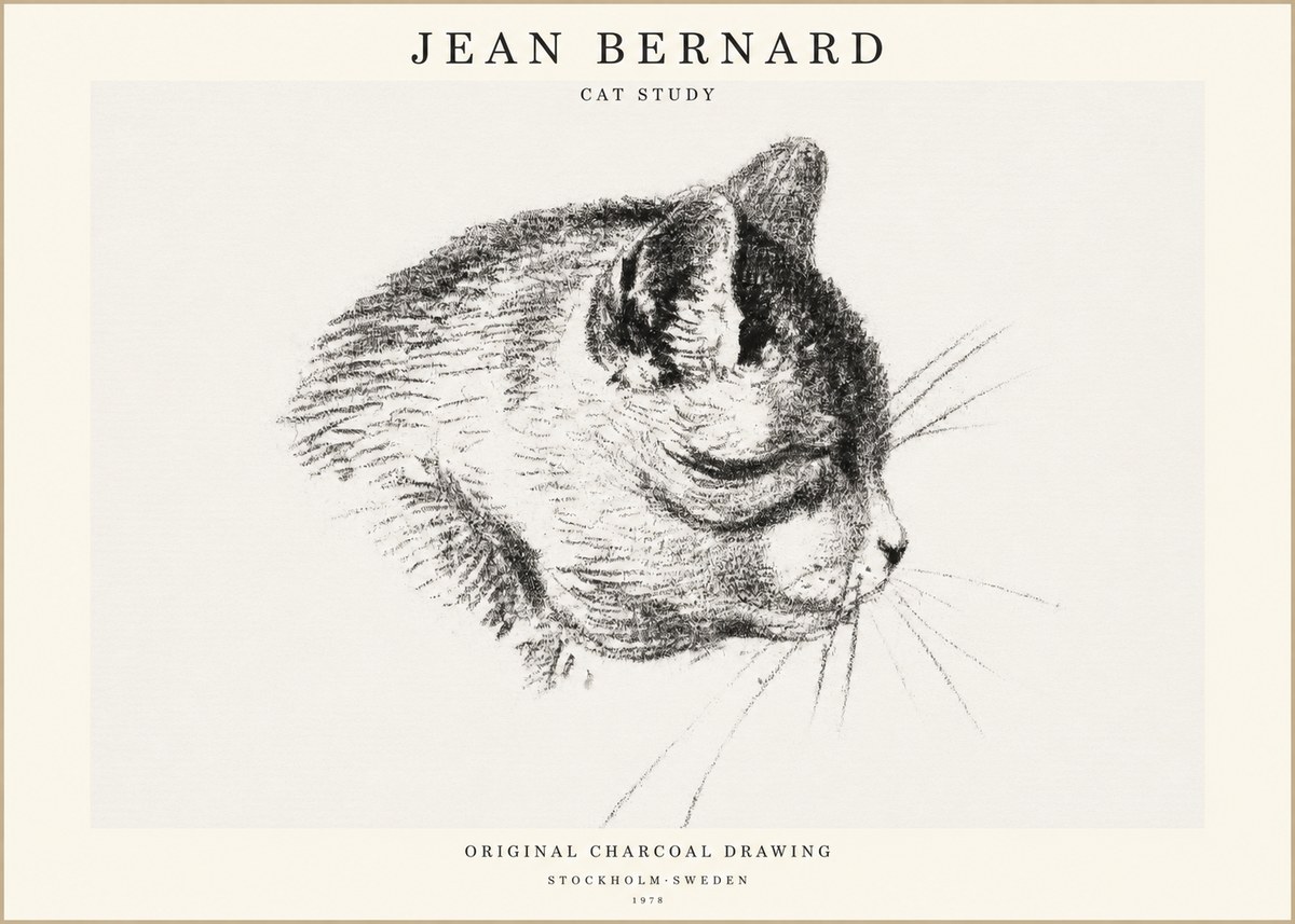 Jean Bernard Cat Study IV No1 - Poster