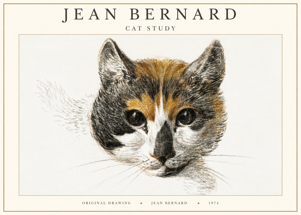 Jean Bernard Study of a Cat II No3 - Poster