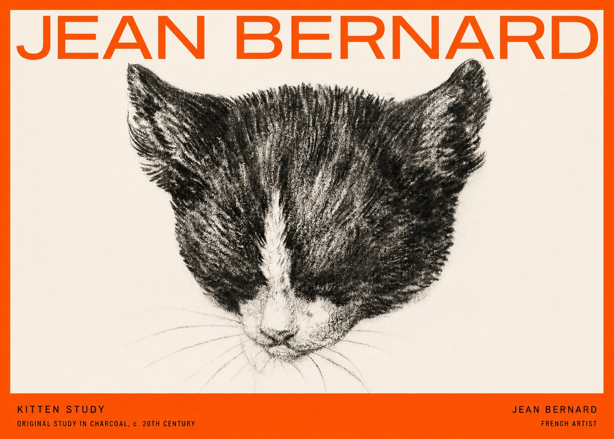 Jean Bernard Cat Study V No5 - Poster