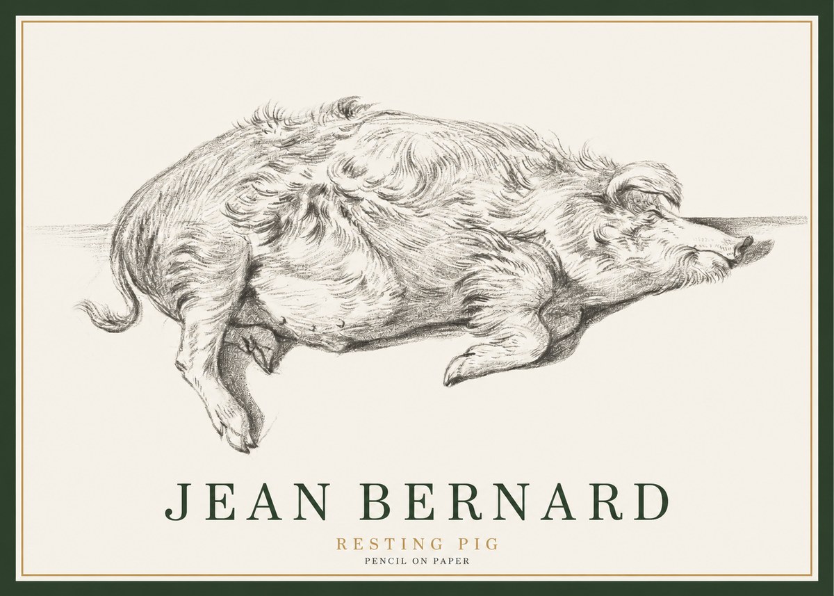 Jean Bernard Study of a Pig I No3 - Poster