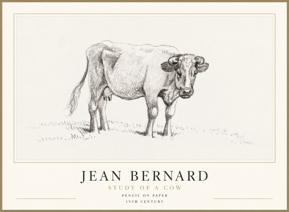 Jean Bernard Study of a Cow V No1 - Poster