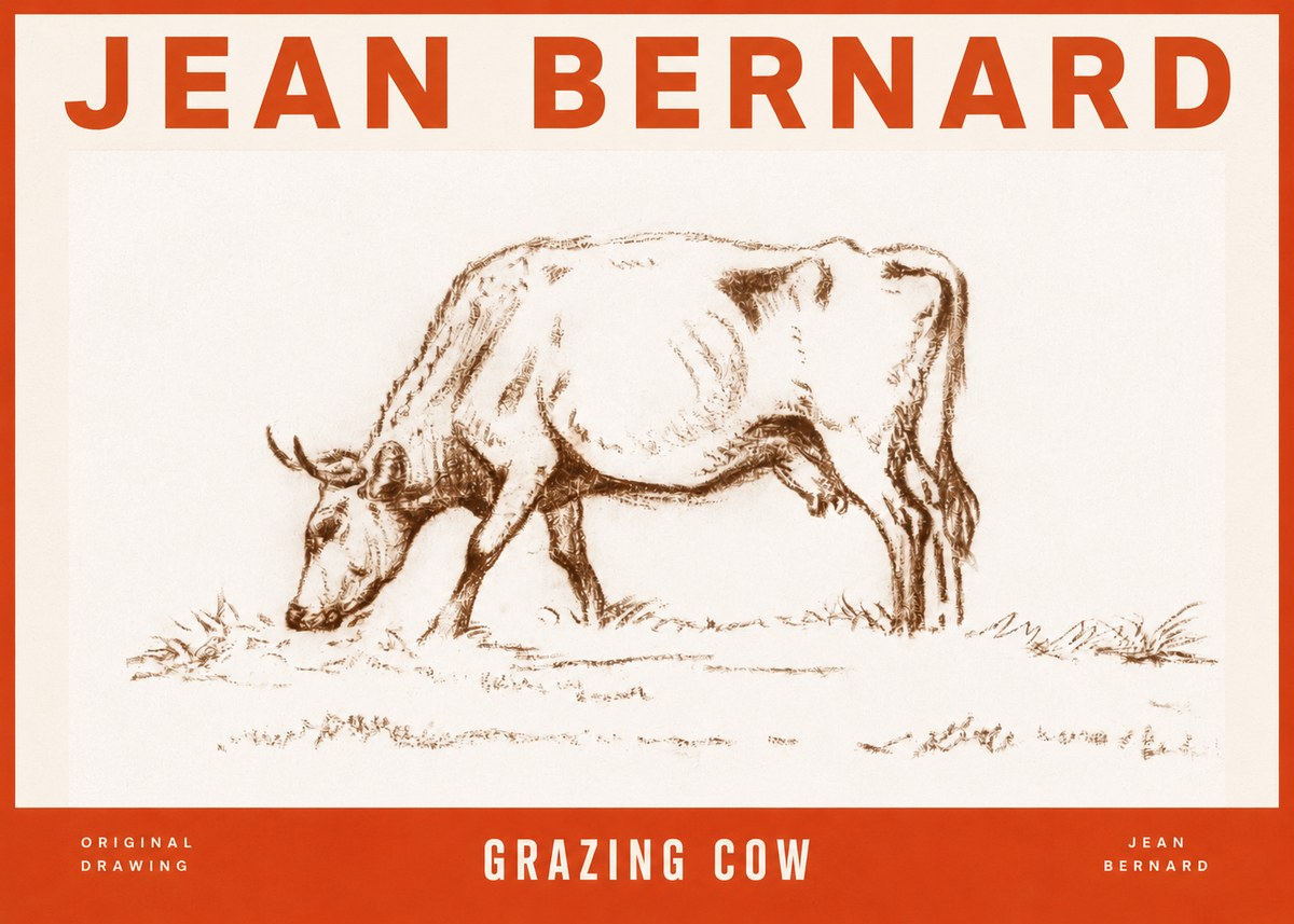 Jean Bernard Grazing Cow II No2 - Poster
