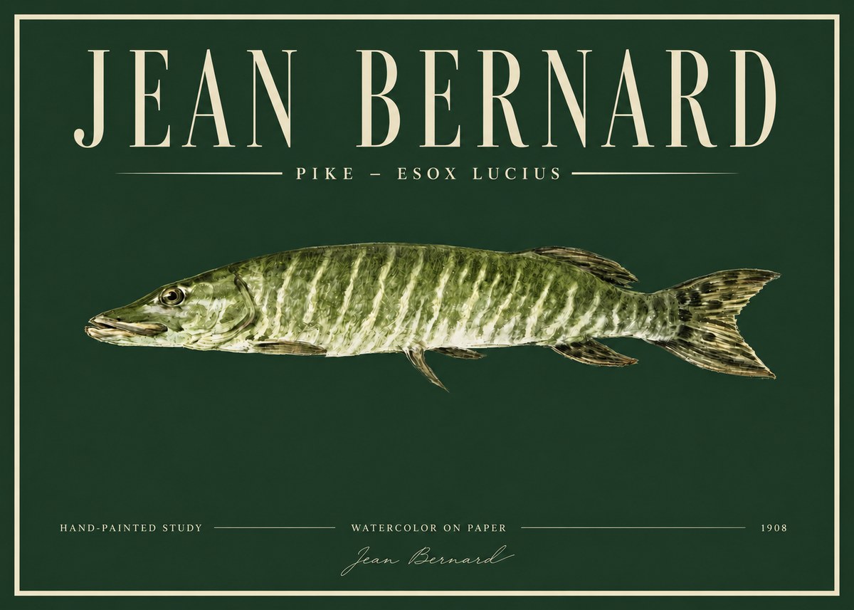 Jean Bernard Northern Pike No4 - Poster