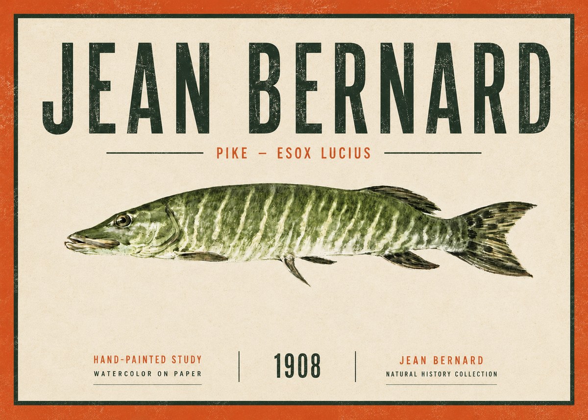 Jean Bernard Northern Pike No6 - Poster