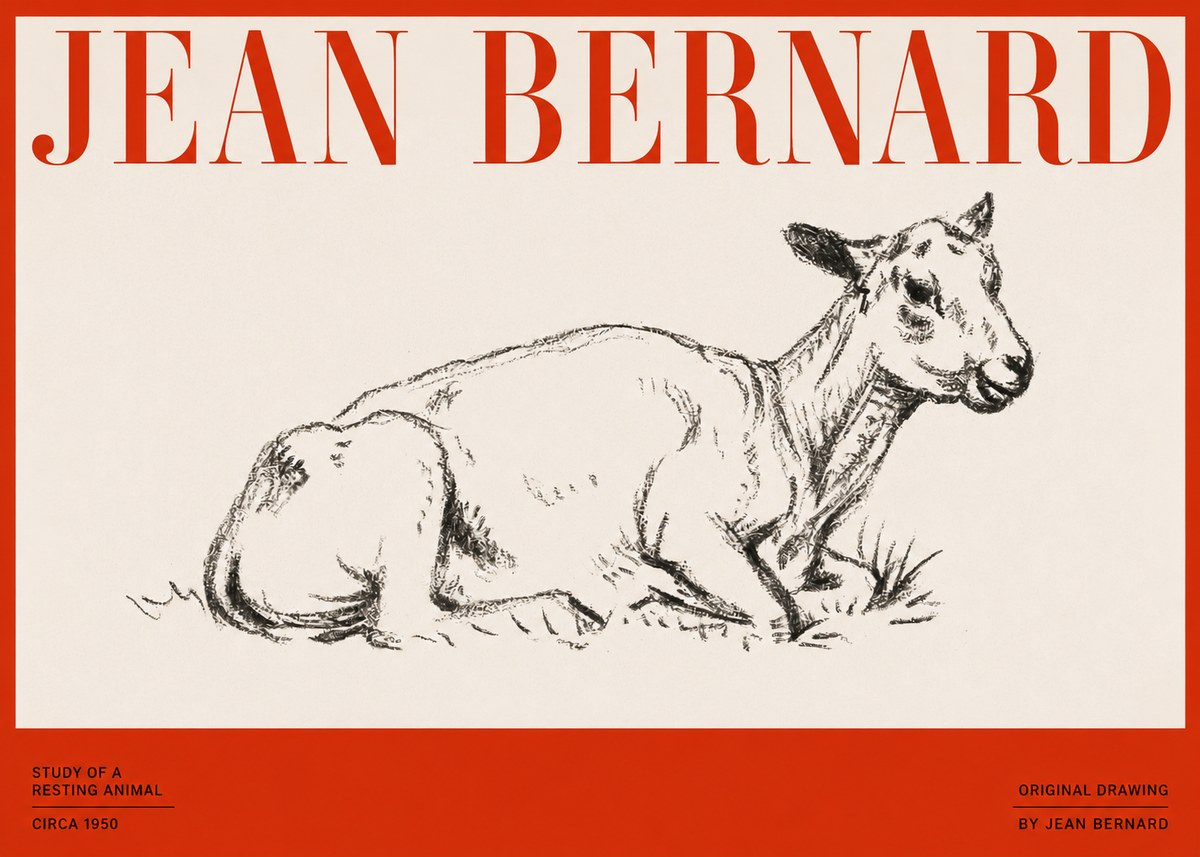 Jean Bernard Study of a Resting Animal No2 - Poster