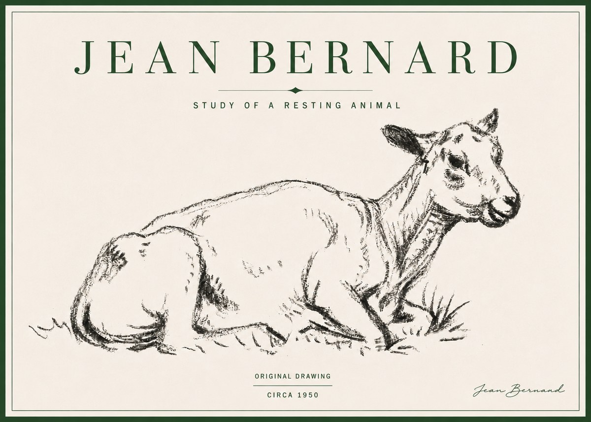 Jean Bernard Study of a Resting Animal No4 - Poster