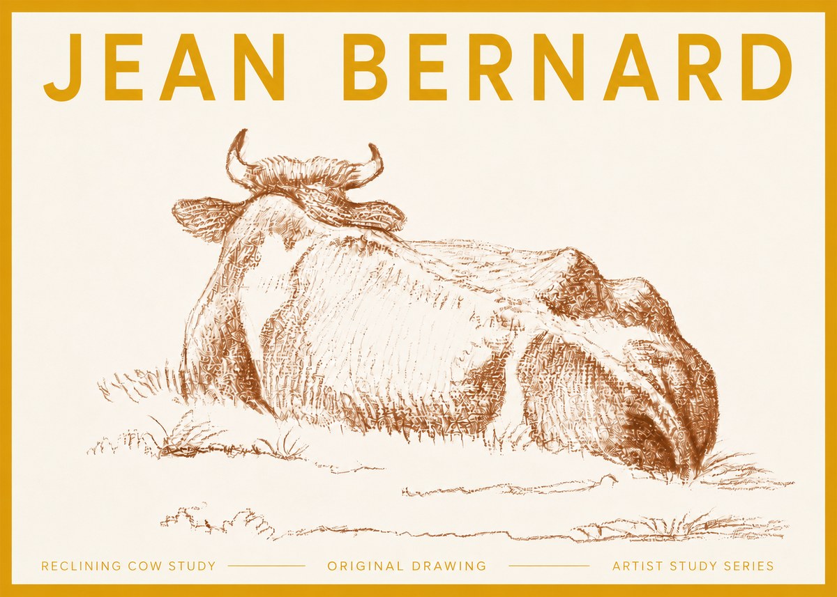 Jean Bernard Reclining Cow Study No5 - Poster