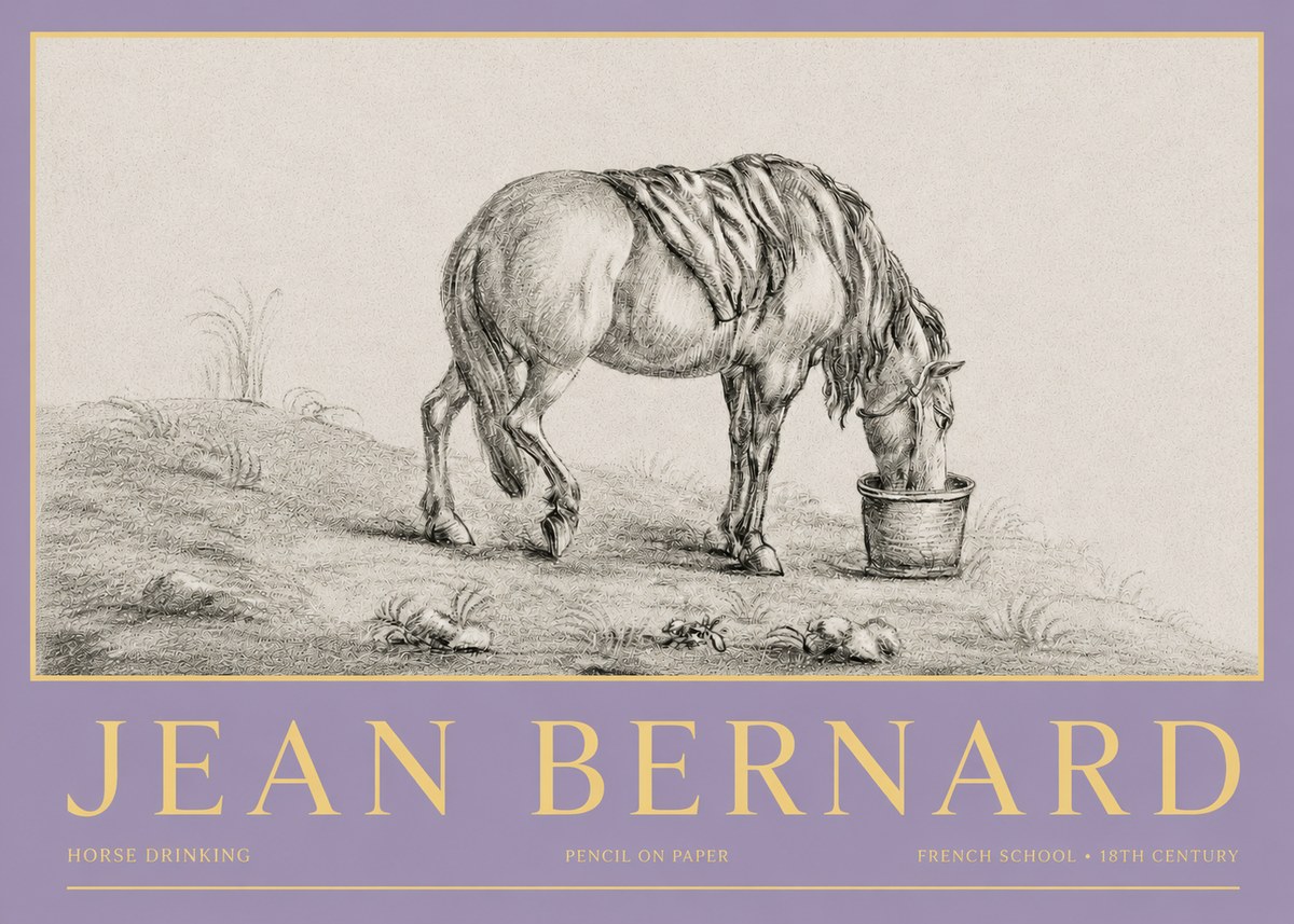 Jean Bernard Horse Drinking No3 - Poster