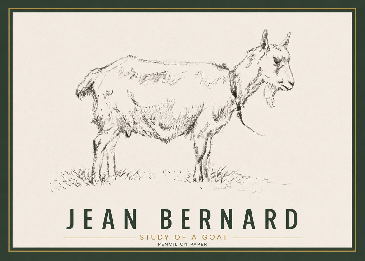 Jean Bernard Study of a Goat III No6 - Poster