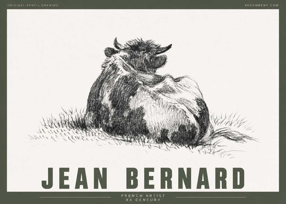 Jean Bernard Resting Highland Cow No4 - Poster