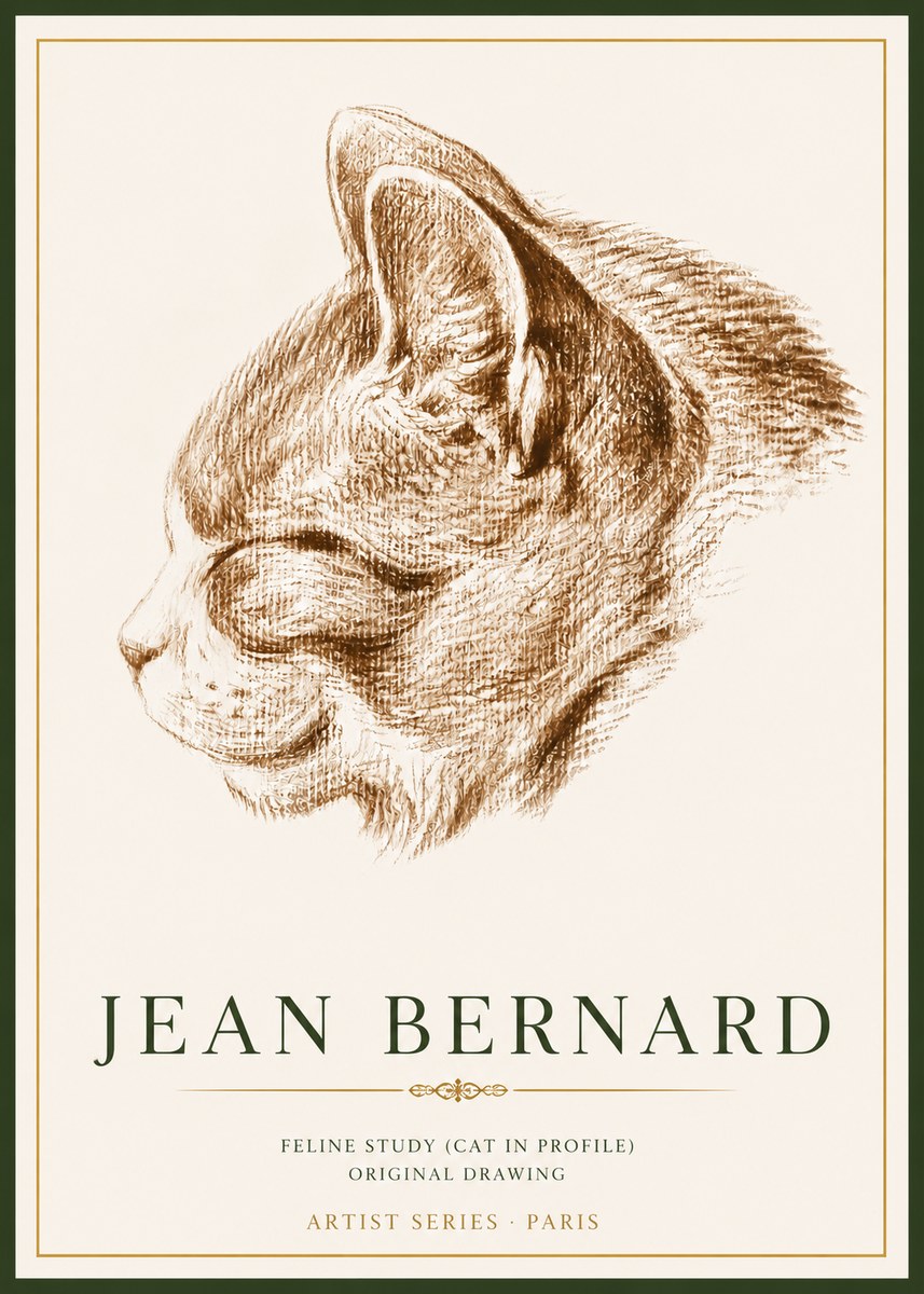 Jean Bernard Cat Study VI No6 - Poster