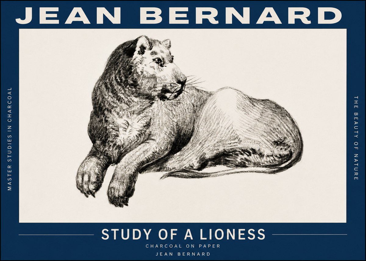Jean Bernard Lying Lioness No3 - Poster