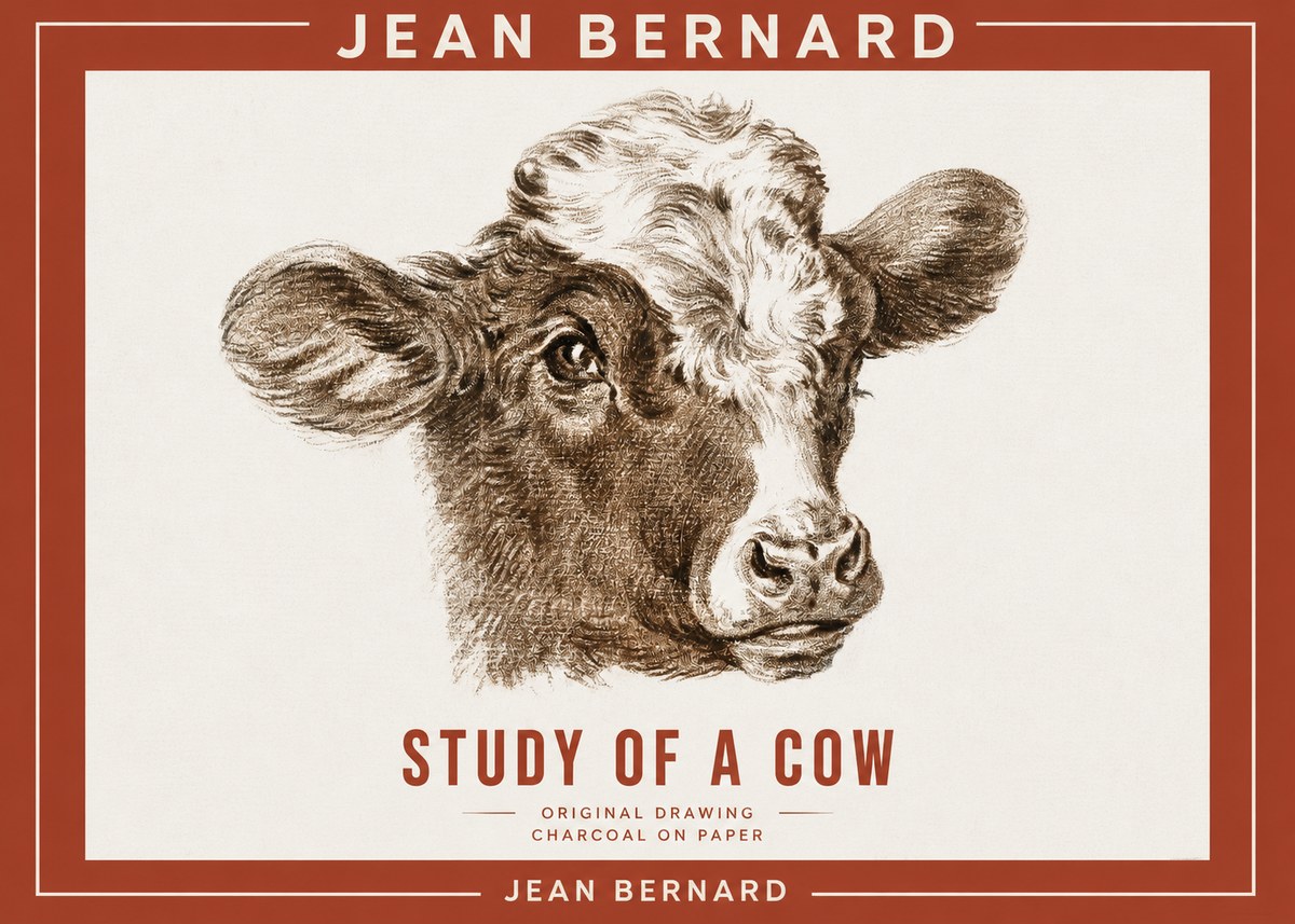 Jean Bernard Study of a Cow VIII No2 - Poster
