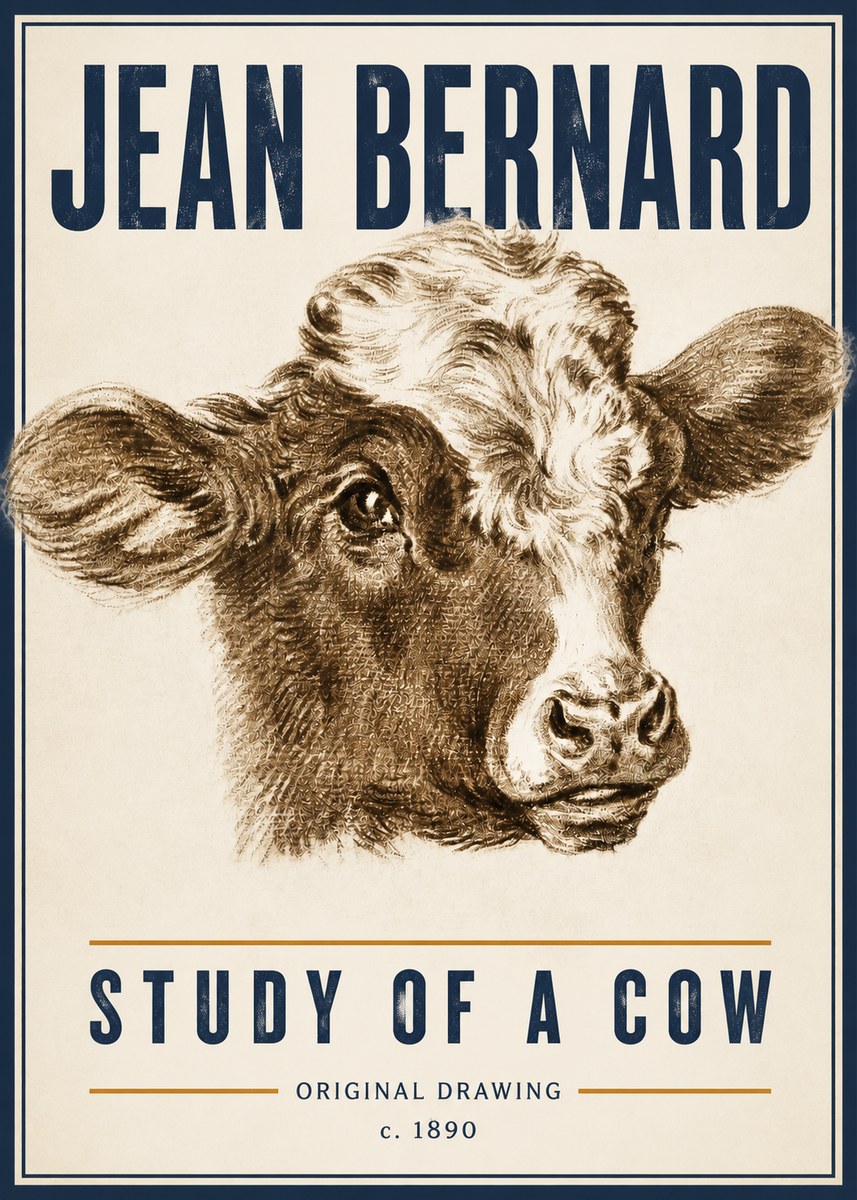 Jean Bernard Study of a Cow VIII No6 - Poster