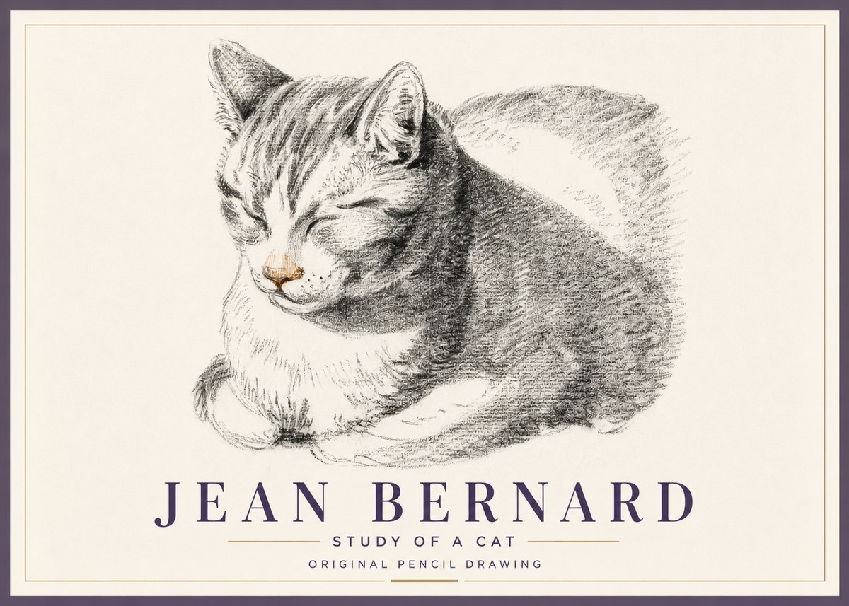 Jean Bernard Sleeping Cat VI No5 - Poster