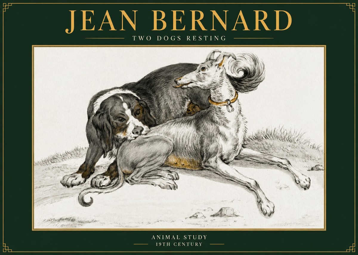 Jean Bernard Two Dogs Resting No5 - Poster
