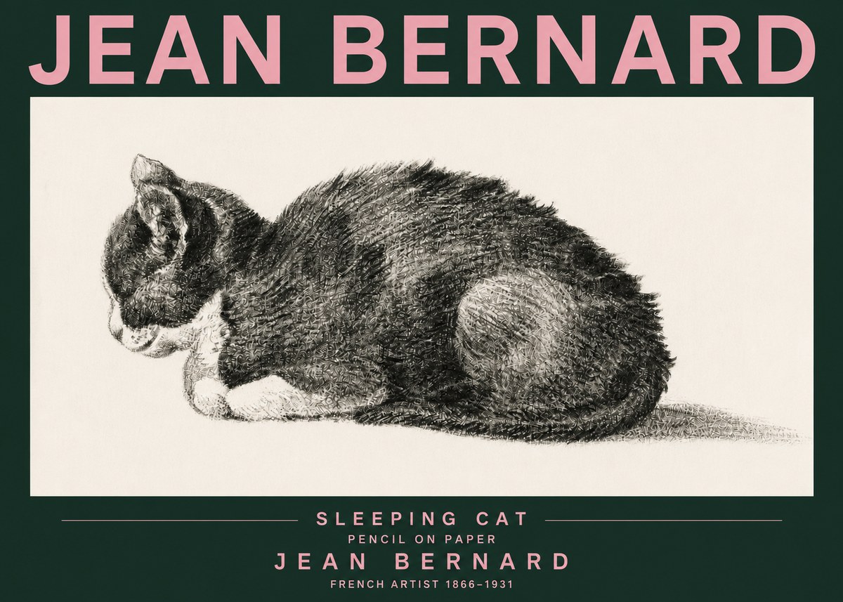 Jean Bernard Sleeping Cat VII No3 - Poster