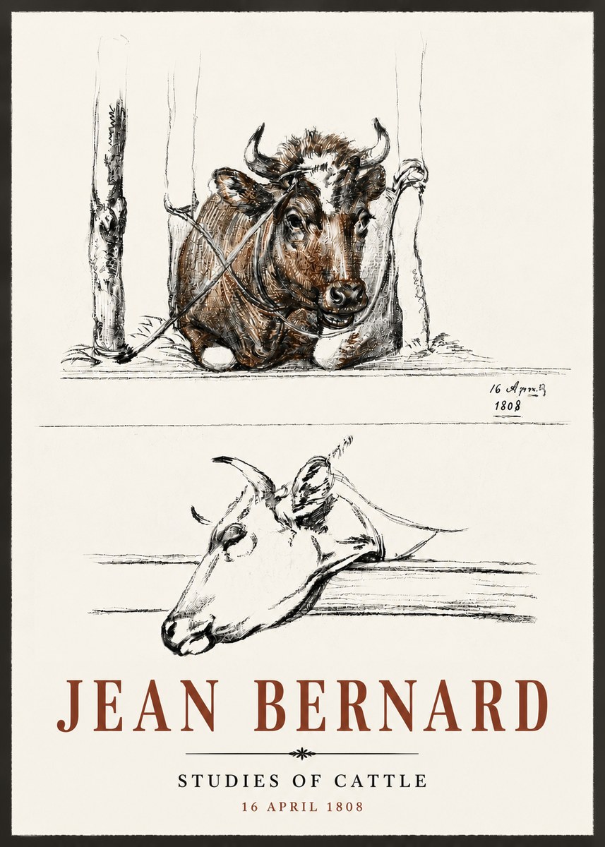 Jean Bernard Studies of Cattle III No6 - Poster
