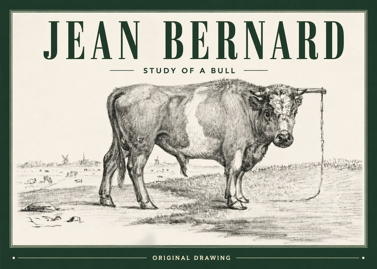 Jean Bernard Study of a Bull III No3 - Poster