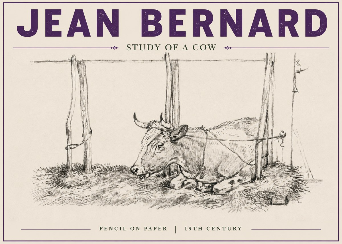 Jean Bernard A Resting Cow No6 - Poster