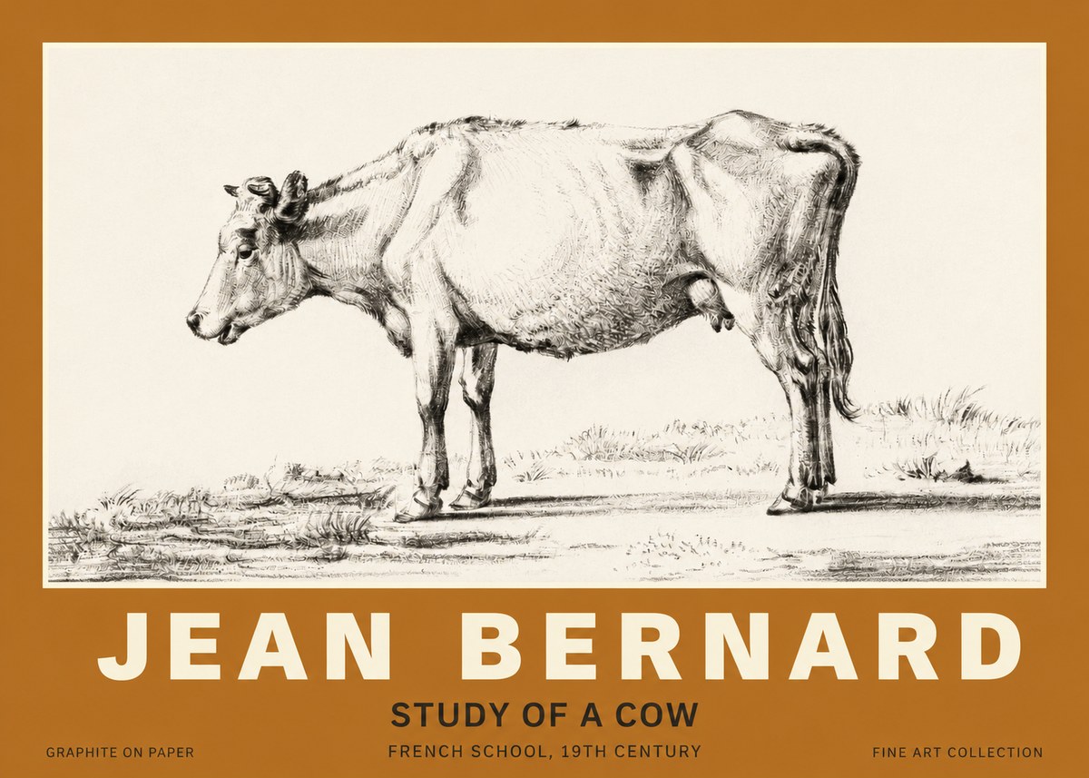 Jean Bernard Study of a Cow XI No3 - Poster