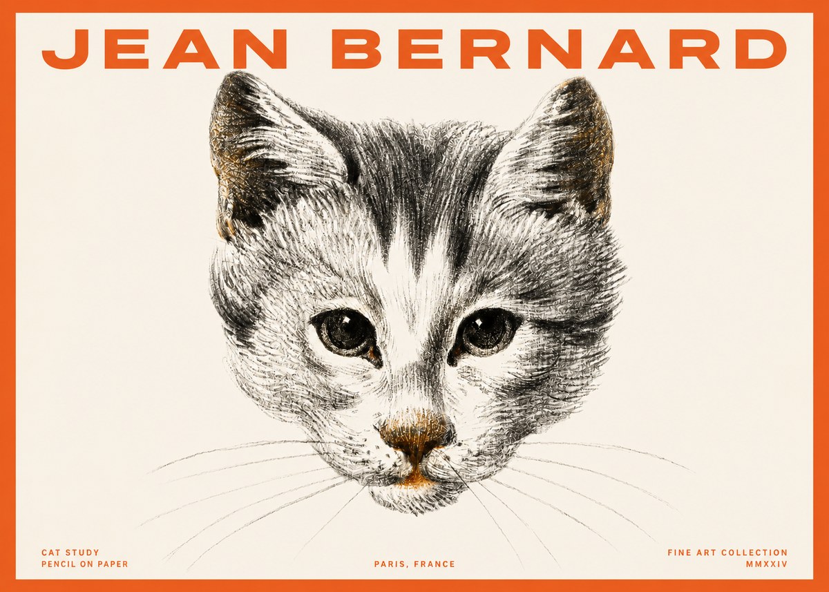 Jean Bernard Cat Study IX No2 - Poster