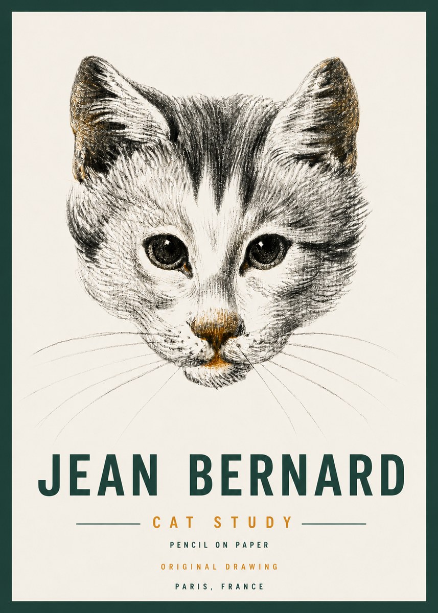 Jean Bernard Cat Study IX No4 - Poster