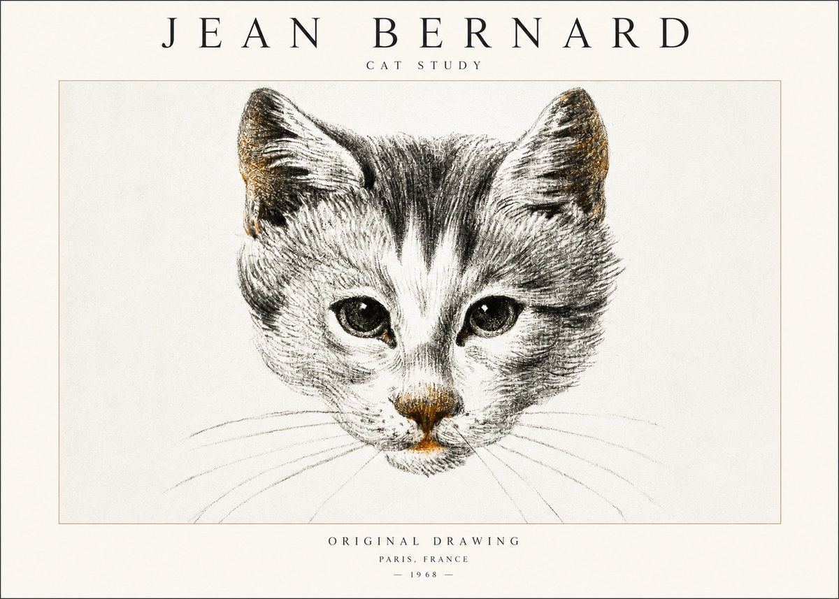 Jean Bernard Cat Study IX No6 - Poster