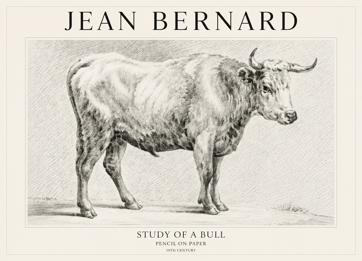 Jean Bernard Study of a Bull IV No1 - Poster