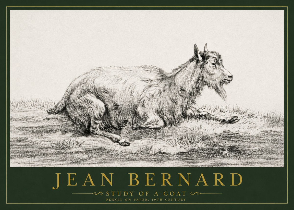 Jean Bernard Study of a Goat V No4 - Poster