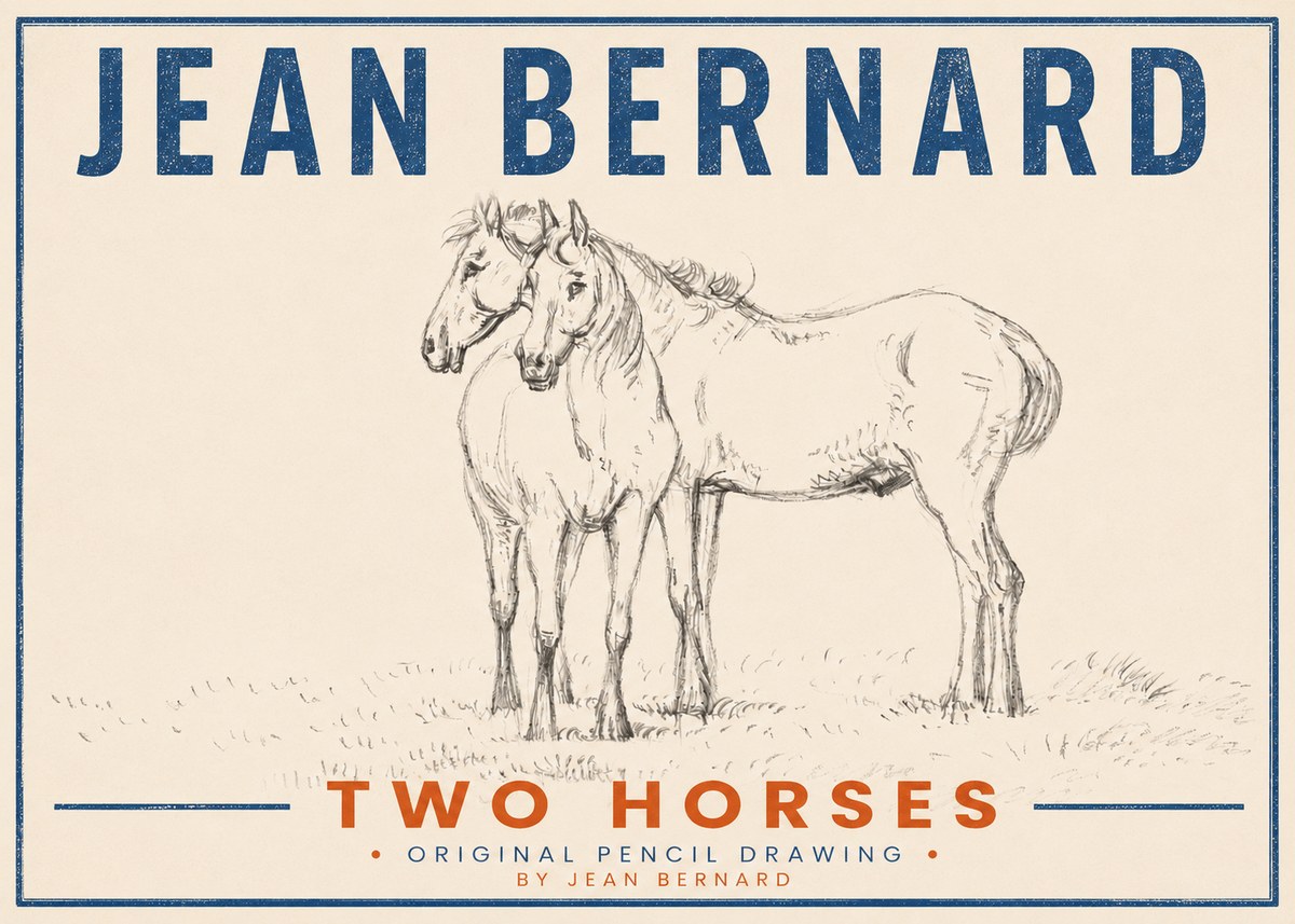Jean Bernard Two Horses I No3 - Poster