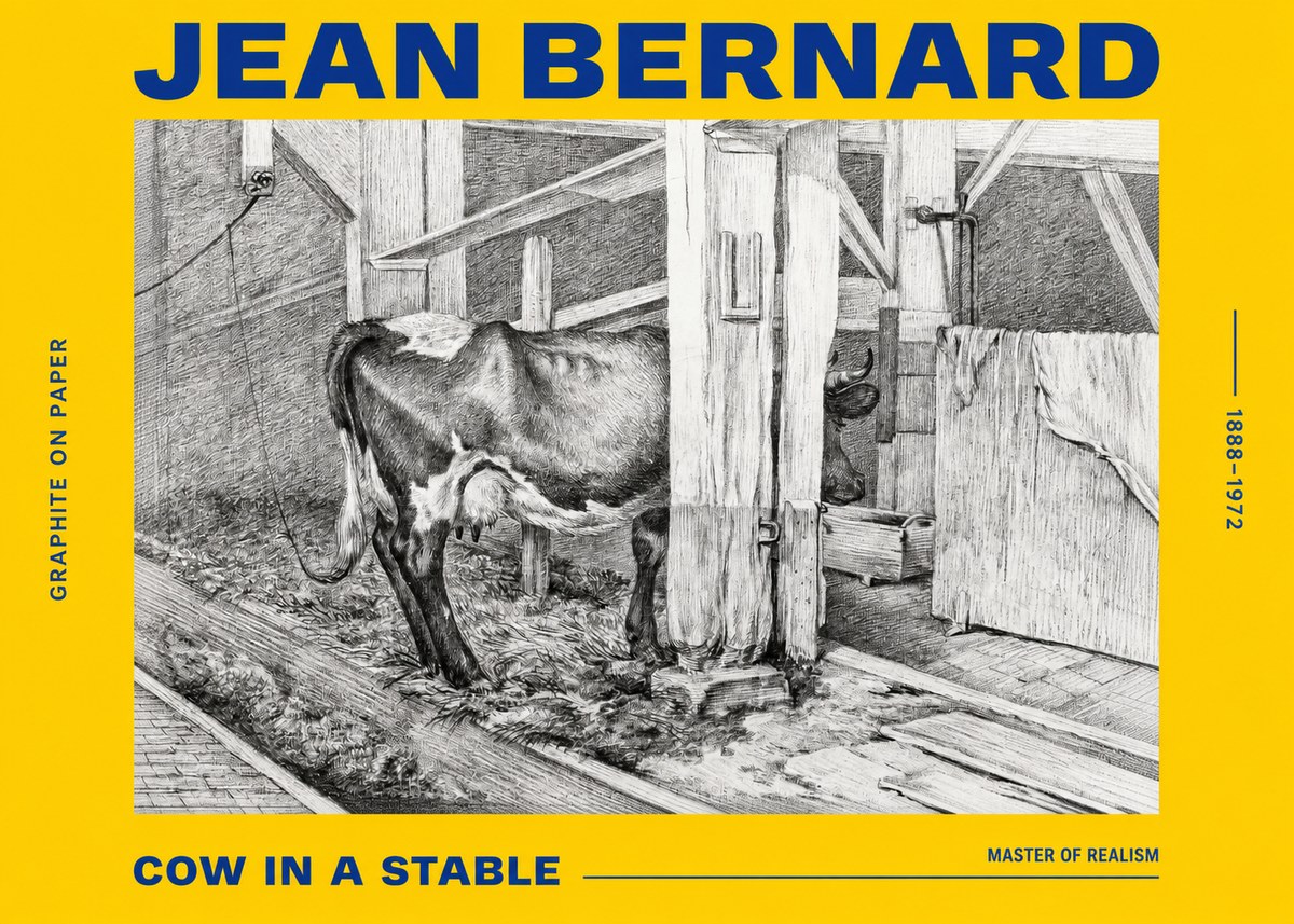 Jean Bernard Cow in a Stable No2 - Poster