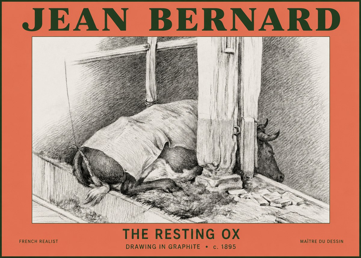 Jean Bernard The Resting Ox No2 - Poster