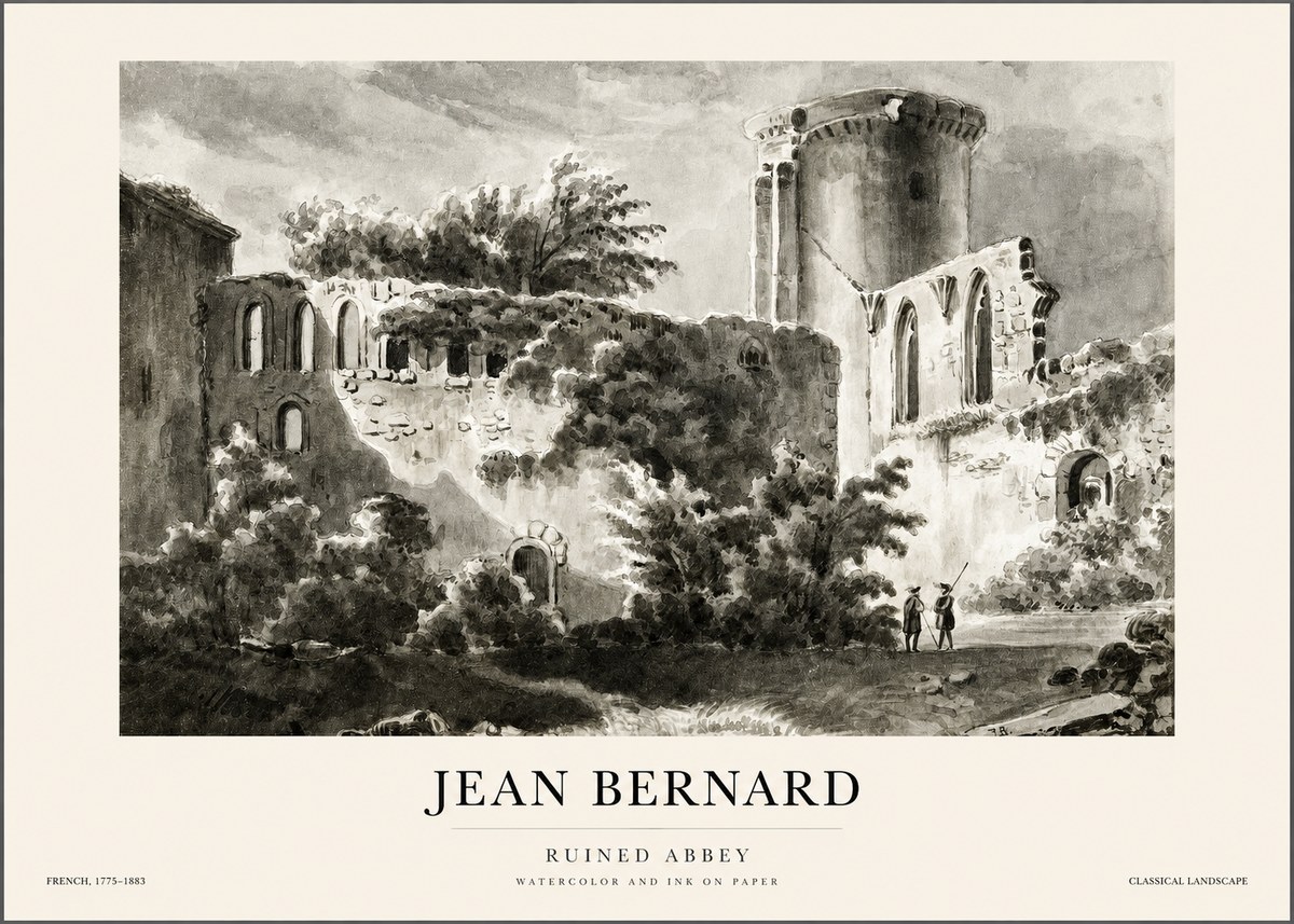 Jean Bernard Ruins of an Old Abbey No2 - Poster