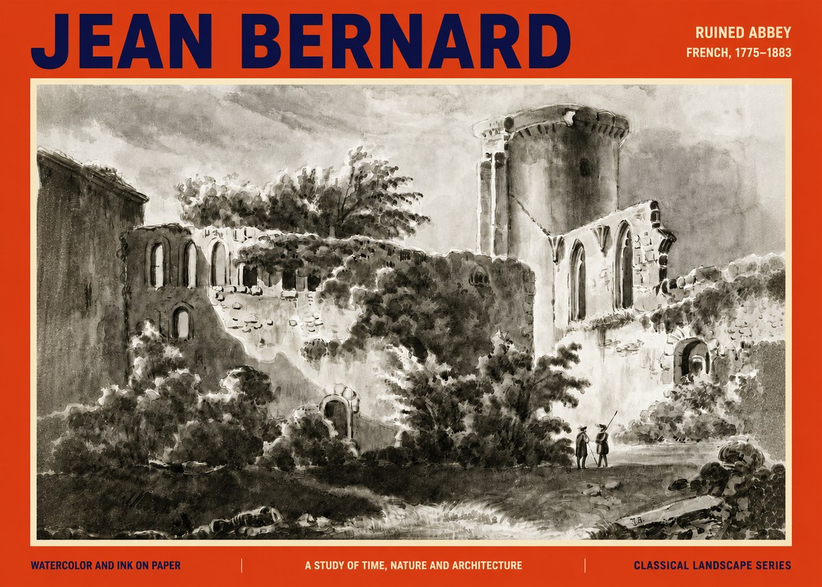 Jean Bernard Ruins of an Old Abbey No4 - Poster