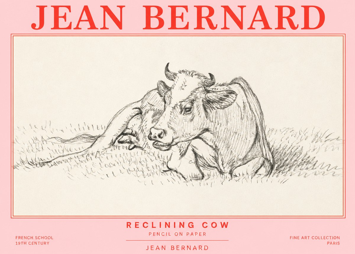 Jean Bernard Reclining Cow III No2 - Poster