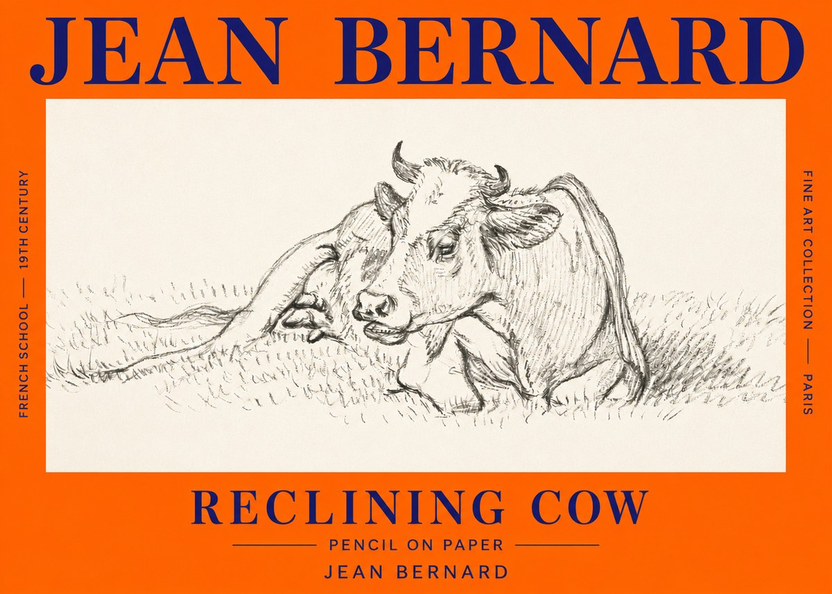 Jean Bernard Reclining Cow III No3 - Poster