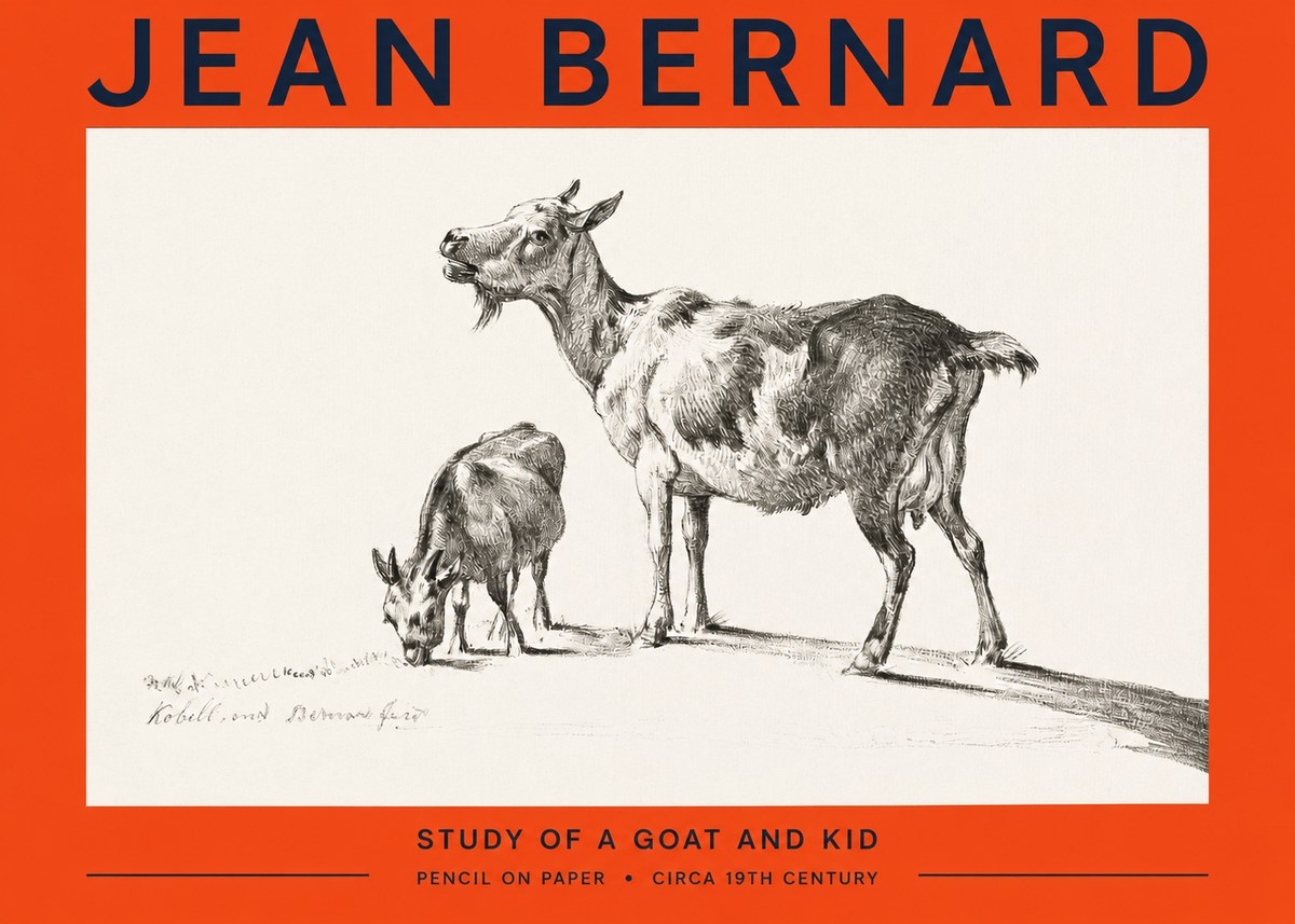 Jean Bernard Study of a Goat and Kid No2 - Poster