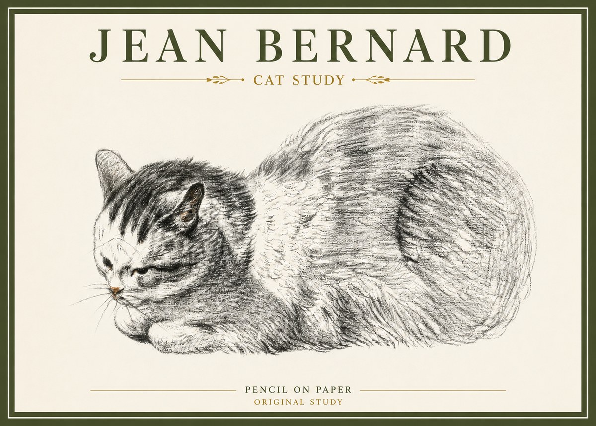 Jean Bernard Cat Study X No4 - Poster