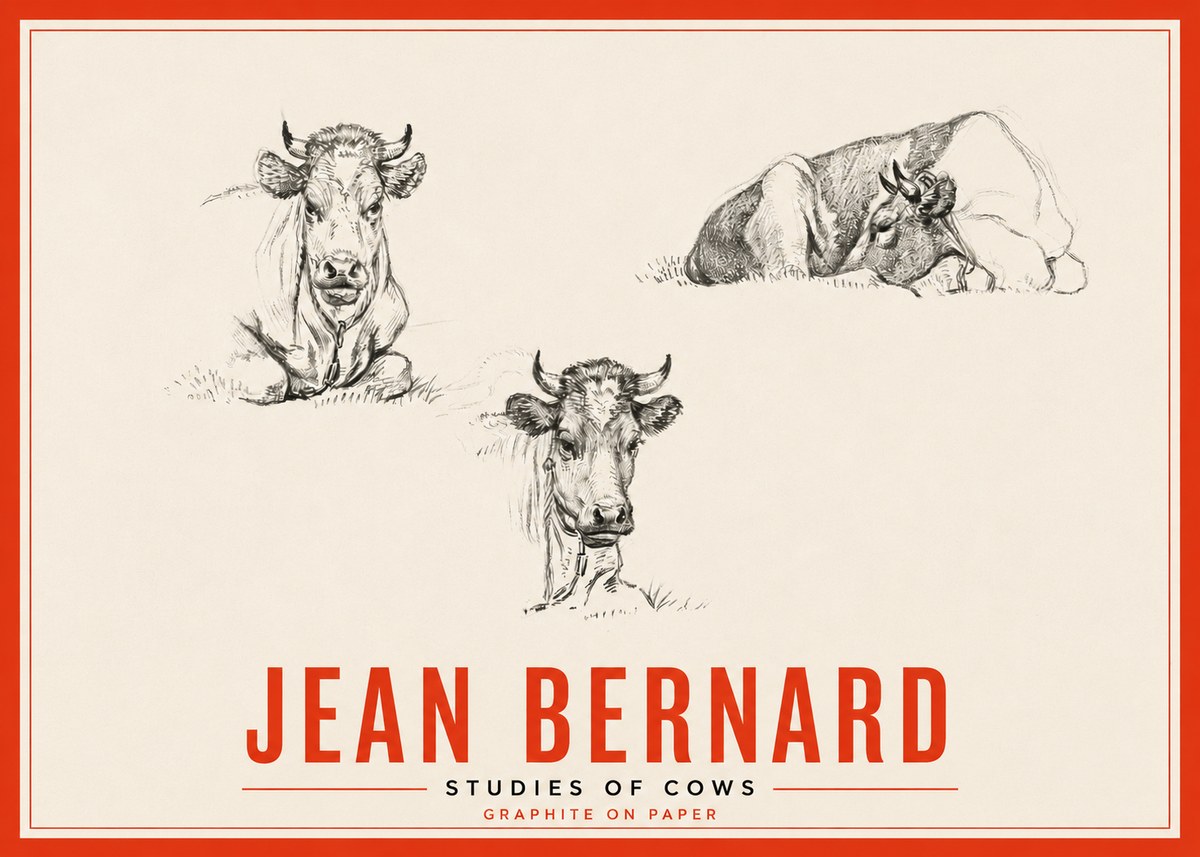 Jean Bernard Studies of Cows II No5 - Poster