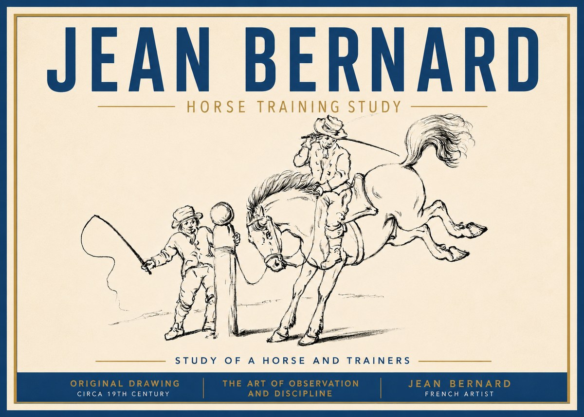 Jean Bernard Horse Training Study No5 - Poster