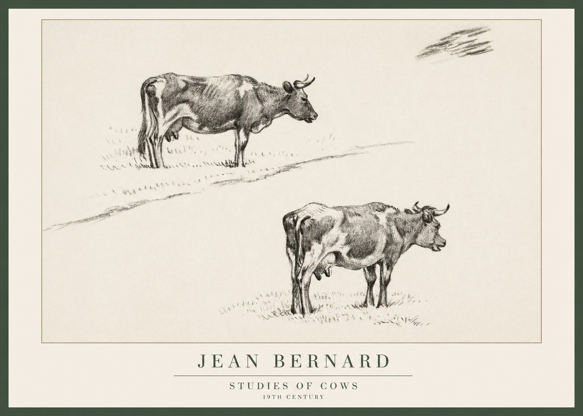 Jean Bernard Studies of Cows III No1 - Poster