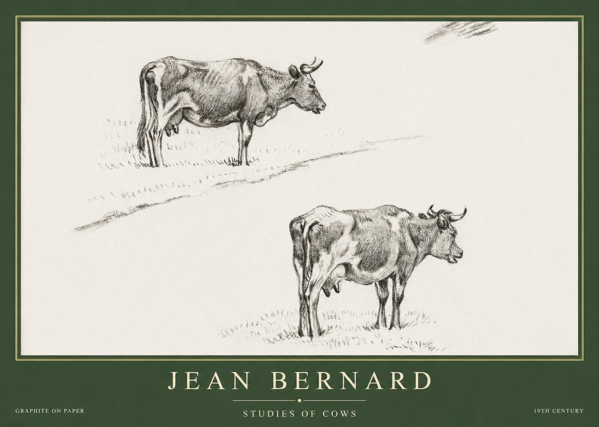 Jean Bernard Studies of Cows III No5 - Poster
