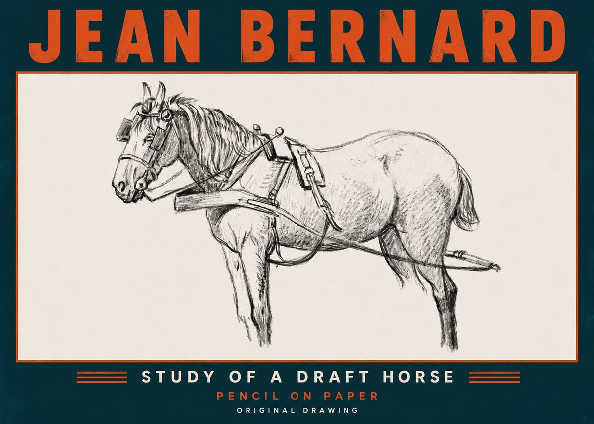 Jean Bernard Study of a Draft Horse I No6 - Poster